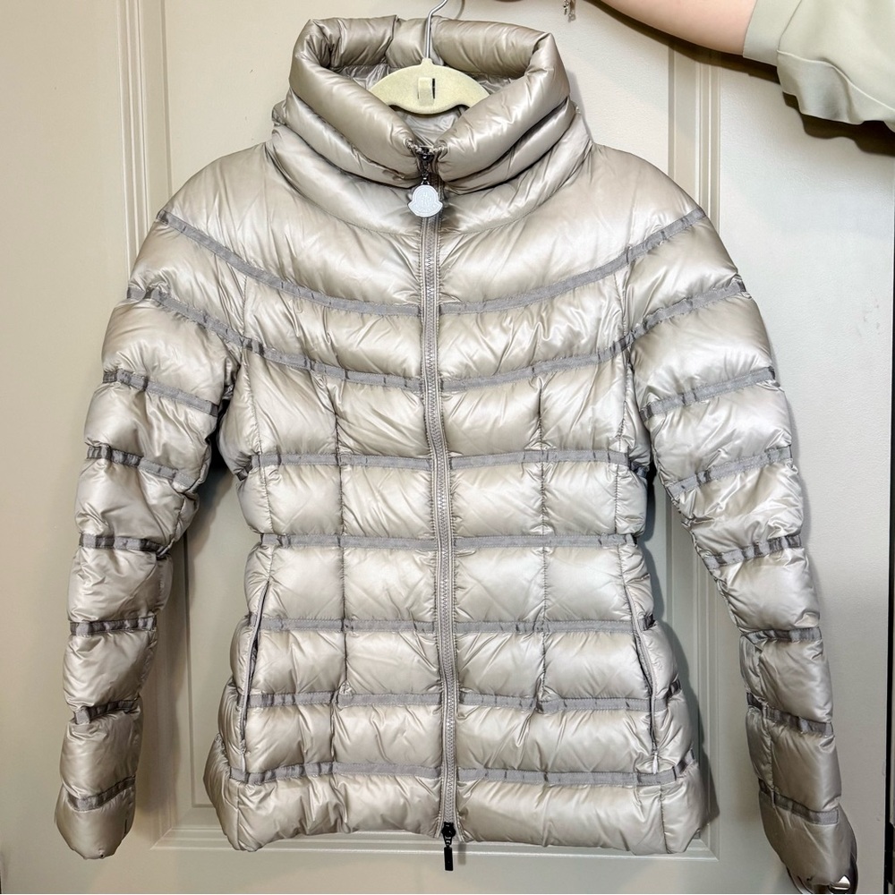 SOLD Moncler Gaudin Giubbotto Quilted Puffer Down Jacket Silver sz 1/S MSRP$1200